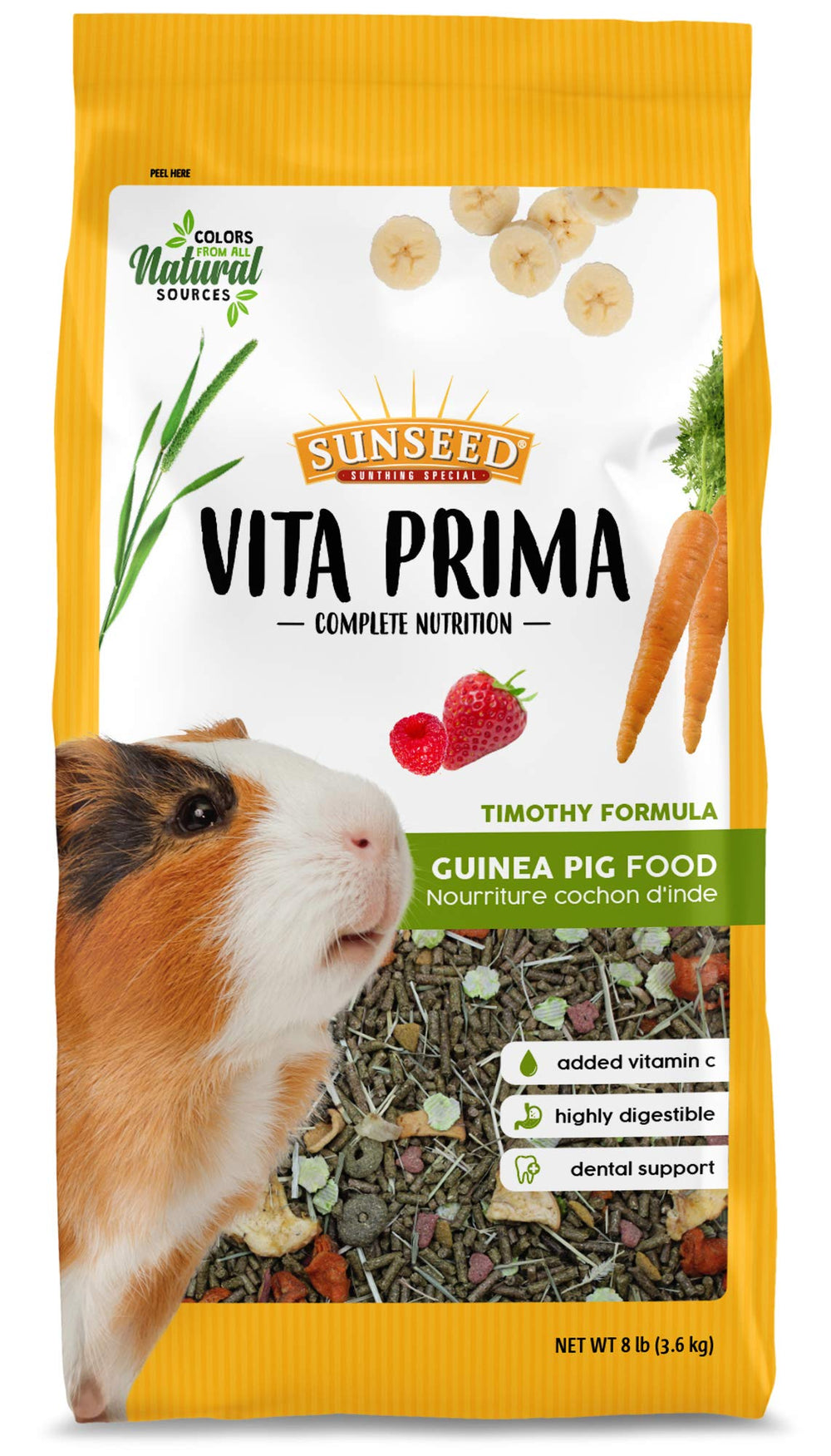 Vitakraft Sunseed Vita Prima, granulés à base de foin timothy haute fibre pour digestion naturelle.