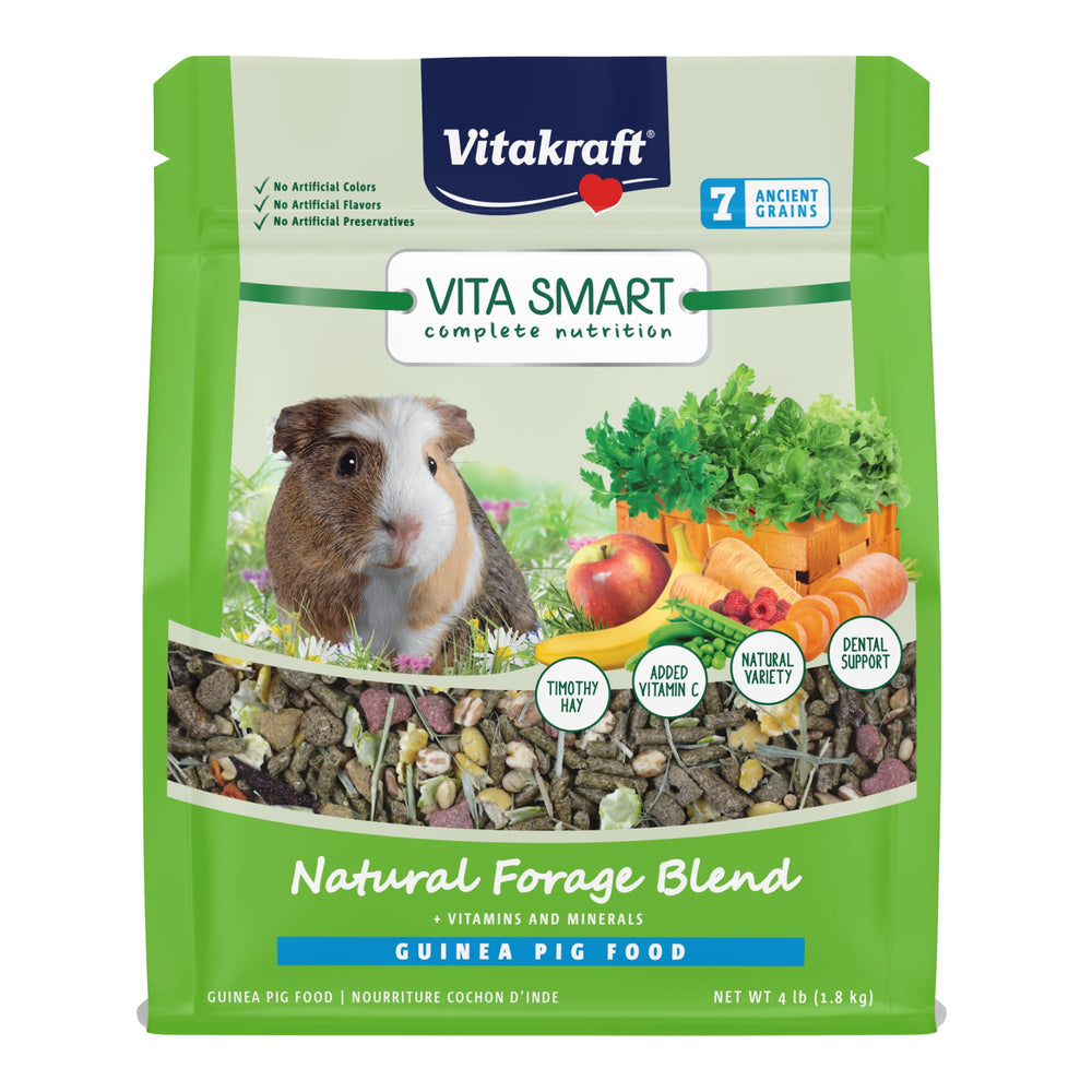 Vitakraft Vita Smart sac 4 livres; alimentation complète pour cochon d'Inde favorisant digestion régulière.