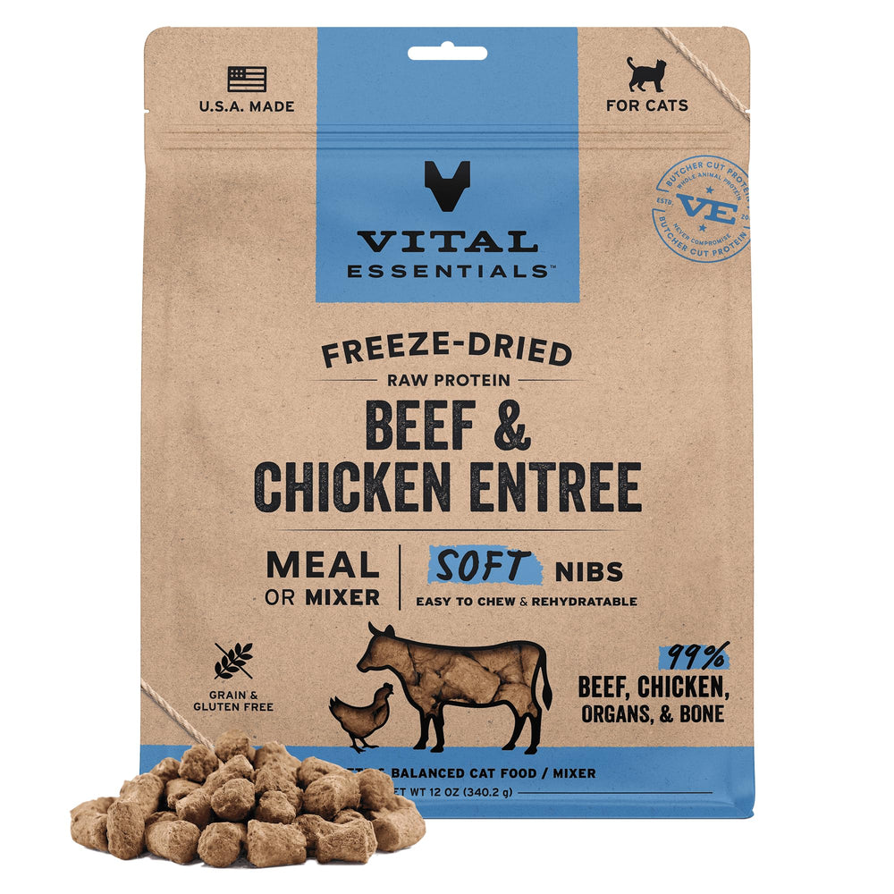 Vital Essentials bouchons souples boeuf et poulet lyophilisés, appétit soutenu