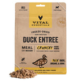 Vital Essentials canard-nibs croustillants dans l'emballage, source protéique complète pour chien.