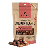 Vital Essentials: coeurs de poulet séchés pour chien, source protéique naturelle.