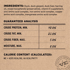 Vital Essentials détail protéines canard pour muscles forts et énergie durable.
