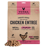 Vital Essentials Nibs poulet lyophilisé – premier plan, protéine élevée pour chiens actifs.