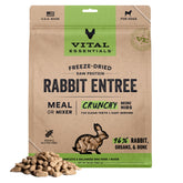 Vital Essentials - emballage des mini-bouchées au lapin, prêt à nourrir votre chien.