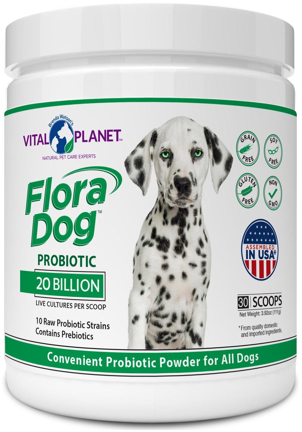 Vital Planet Flora Dog poudre-probiotique 20-milliards pour soutien digestif quotidien