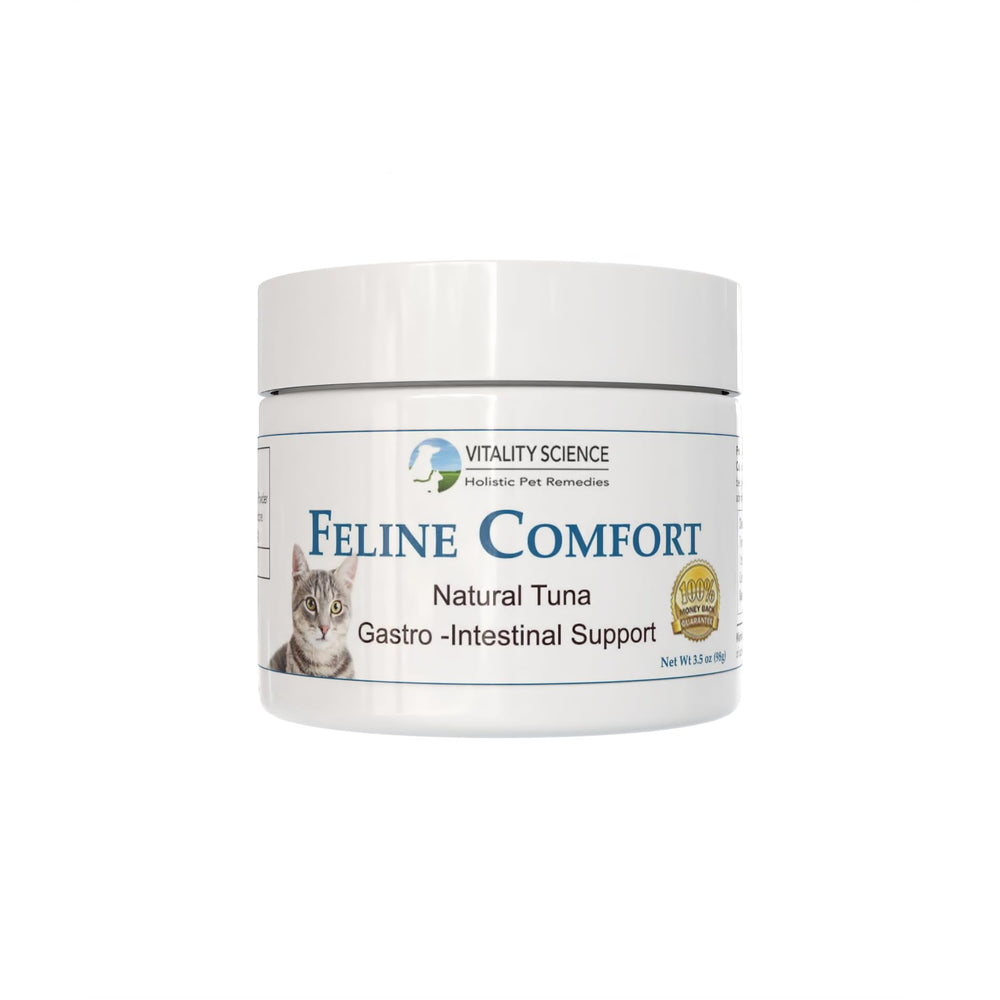 Vitality Science Confort Félin pour Chats, versement de la bouteille, soutien digestif doux.