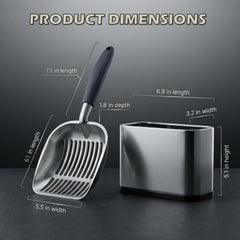 Support-pelle-litiere-inox Vitisyao, rangement sûr et stable.