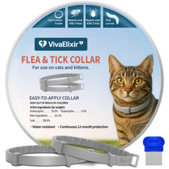 Collier VivaElixir pour chat, ensemble de deux pièces prêt à poser pour protection anti-puces et tiques.