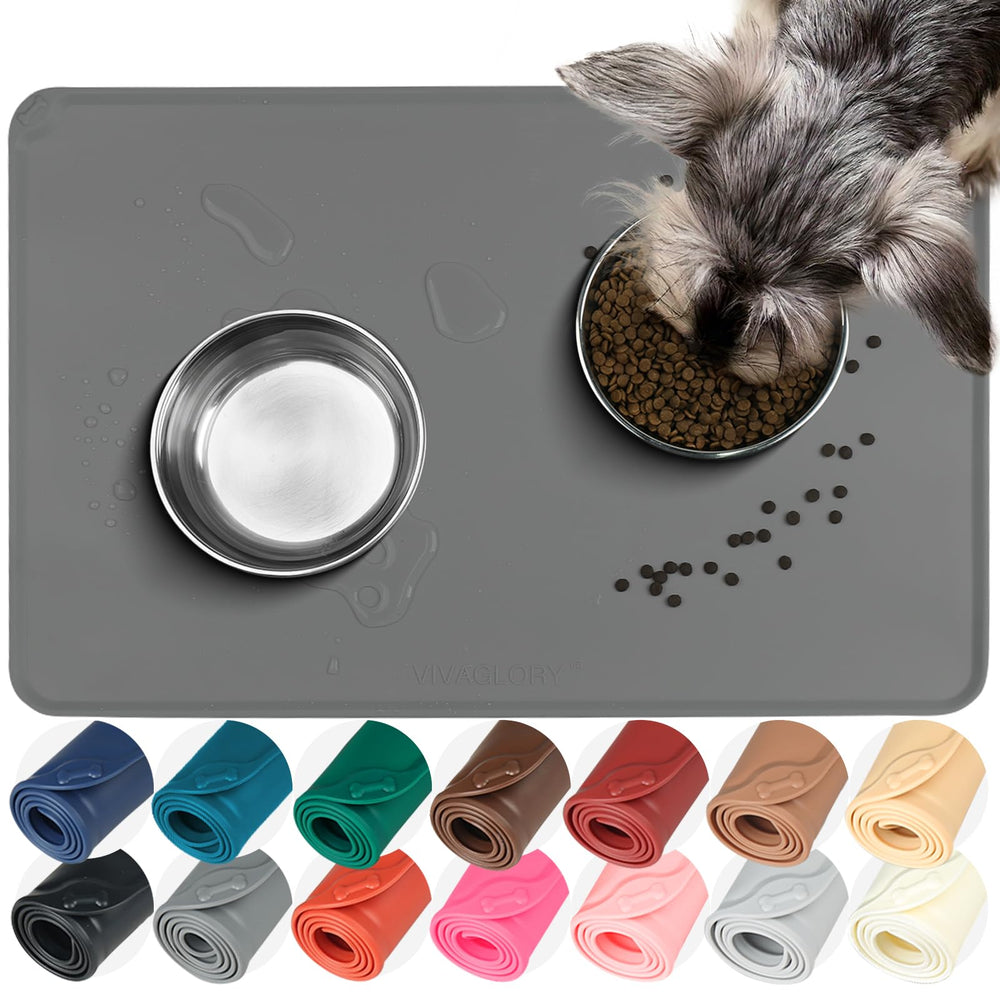 Tapis de gamelles VIVAGLORY Flexmat pour chiens et chats, antidérapant.