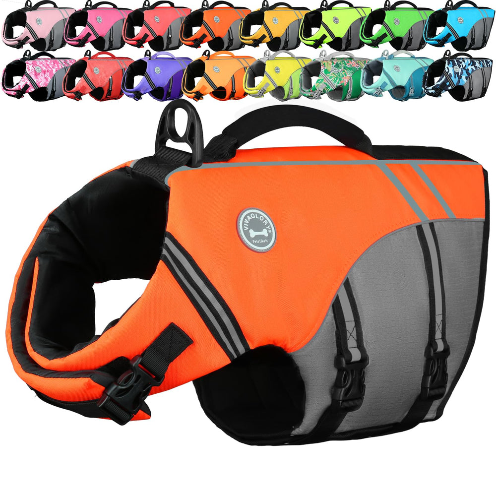 VIVAGLORY gilet de sauvetage chien sport style ouvert, mouvement libre lors des sorties nautiques.