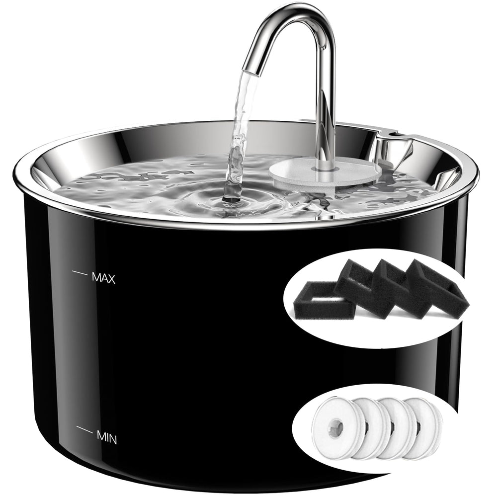 Fontaine pour chat VIVIDORAMA en acier inox 3 L, grande capacité pour plusieurs animaux.
