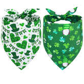 Bandana Vivifying Saint-Patrick vert et blanc sur chien, look festif.