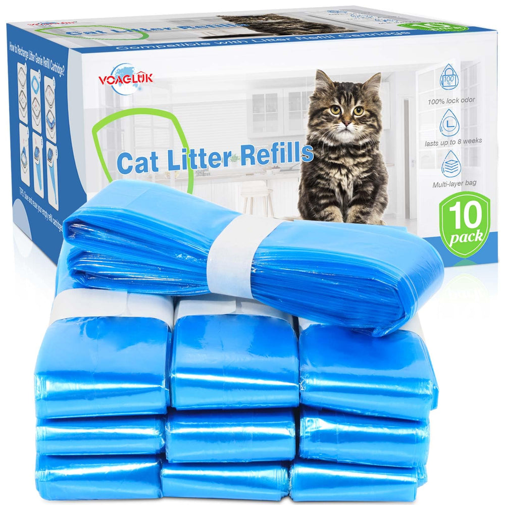 VoagLuk sacs litière chat lot 10, pratique pour entretien et propreté durable.