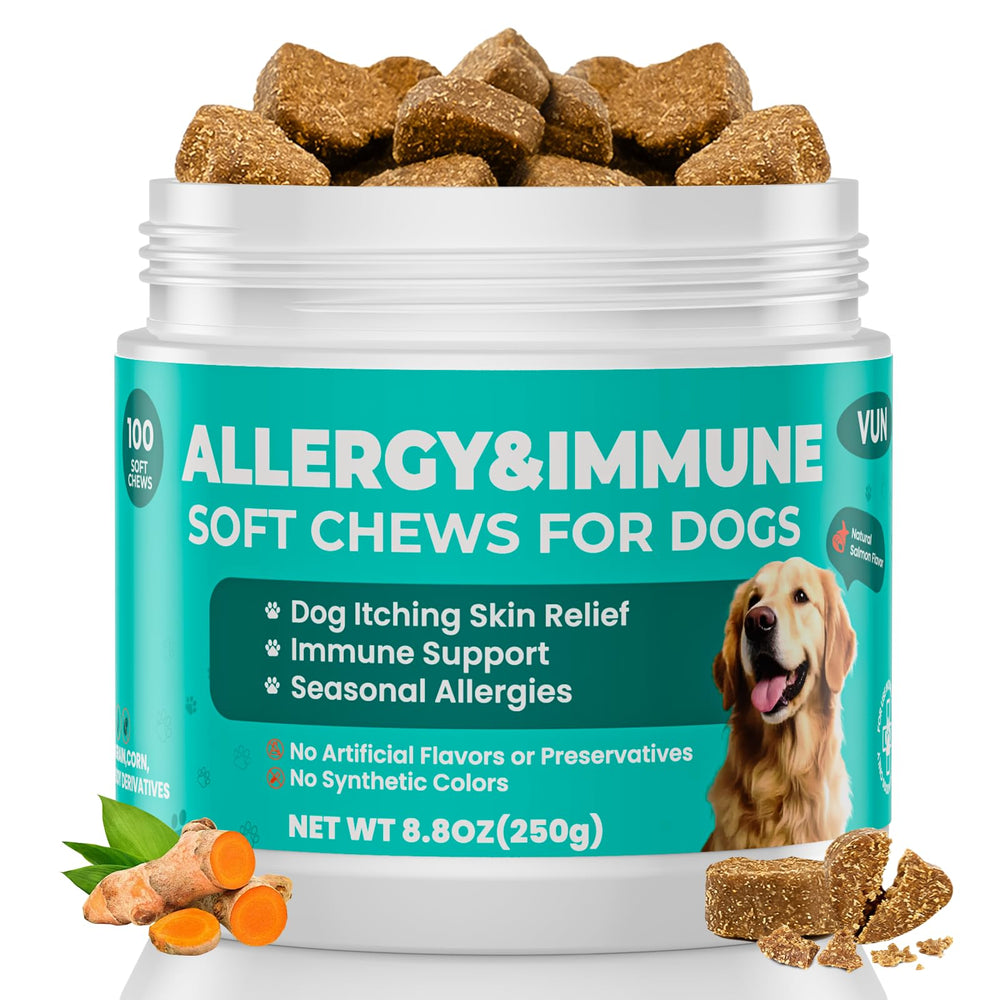 VUN friandises allergie chien – relief potentiel des démangeaisons en bouteille
