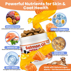 Friandises saumon VUN pour chien – peau et poil sains.