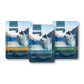 wag ensemble-sachets-24, aperçu du pack pour varier les repas du chien.