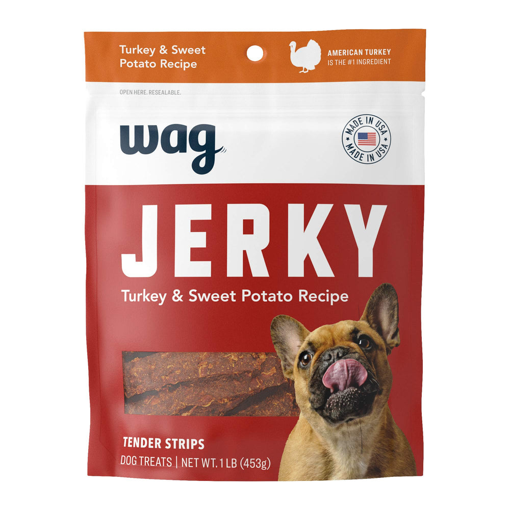 Sachet Wag: tranches tendres de dinde et patates douces pour chien.