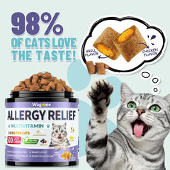 Wagmee Cat Allergy Relief Chews – ingrédients et probiotiques, soutien digestif potentiel.