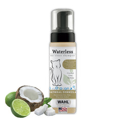 Wahl chat sans rinçage, bouteille-avoine, apaise la peau sensible du chat.