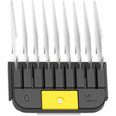 Guide d'attache Wahl en acier inoxydable jaune, longueur 16 mm pour un toilettage précis.