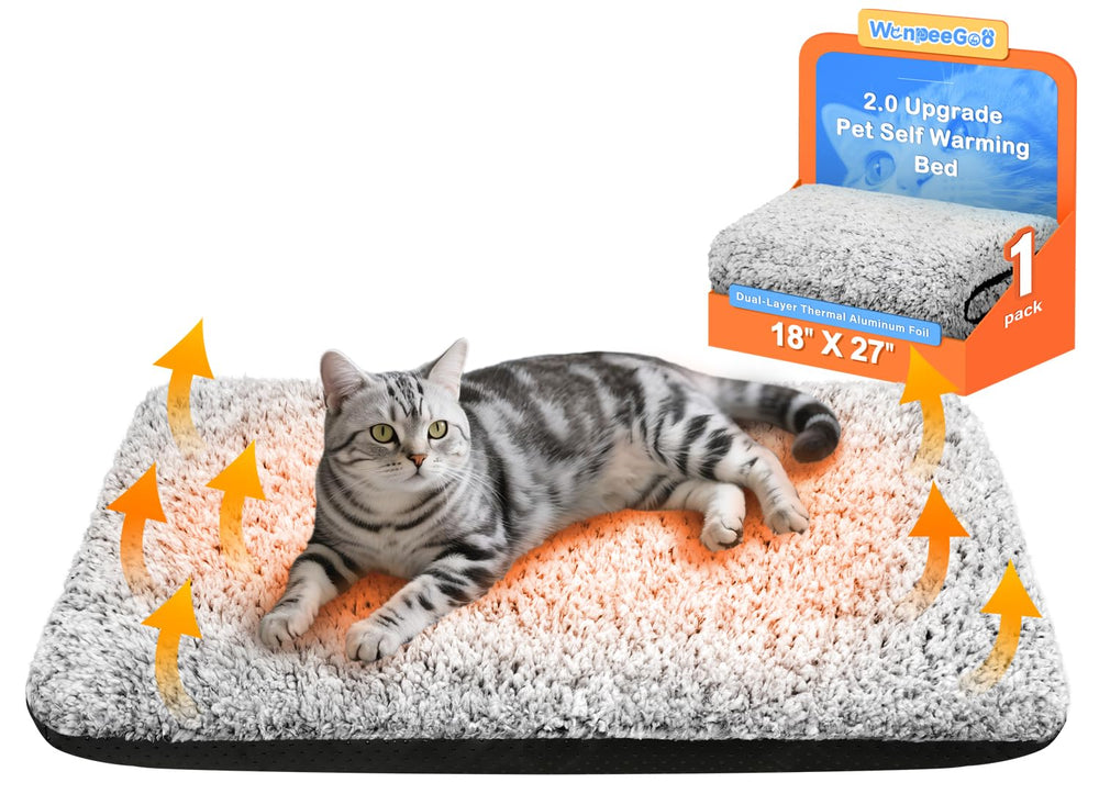 WanpeeGoo lit chauffant autonome pour chat gris, confort durable tout au long du repos.