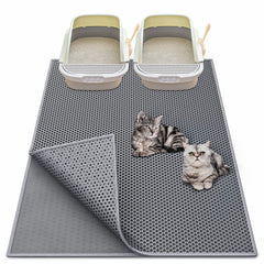 Tapis-litiere Waretary 36x30 gris capture les grains sous les pattes.