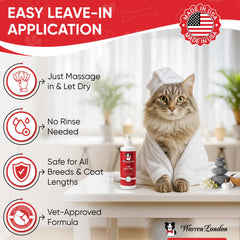 Beurre hydratant Warren London Cat – application douce pour pelage soyeux.