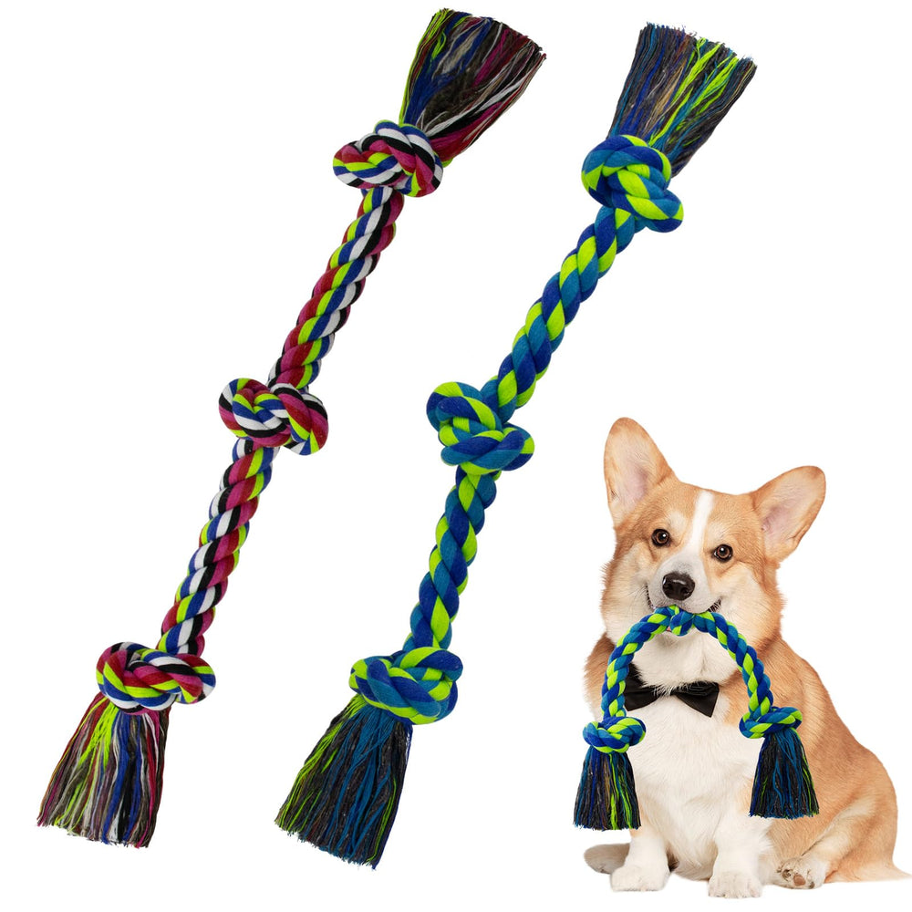 WDZZHOT pack de 2 jouets corde chien, 3 nœuds, idéal pour jeux variés