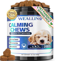 WEALLIN chews bouteille apaisante pour chiens, soutien potentiel au calme.