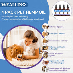 WEALLIN Huile de chanvre – goutte ajoutée à la nourriture pour chien.
