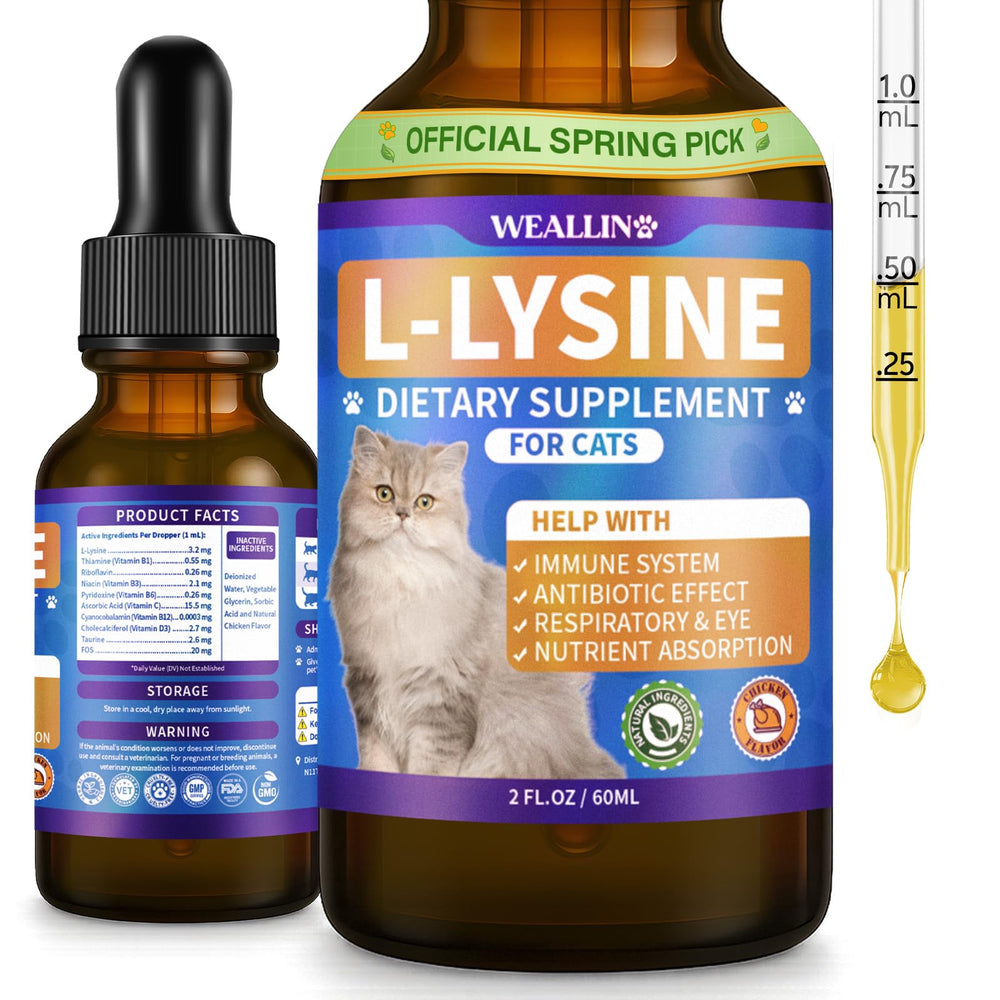 WEALLIN L-lysine: gouttes en bouteille pour un soutien immunitaire doux.