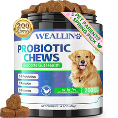 WEALLIN probiotiques chien - bouchées poulet, soutien digestif doux et appétence naturelle.