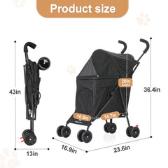 Poussette Wedyvko adaptée pour chat, vue dégagée et air frais.