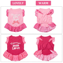 Weewooday robe chien amour et ange détail volant rose, look adorable.