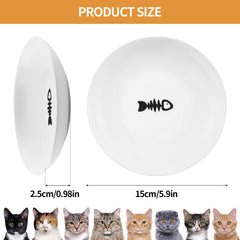 Bol chat Wellbro céramique large pour repas confortables sans moustaches touchant les bords.