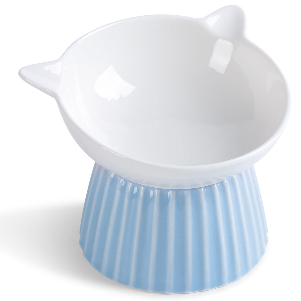 Bol Wellbro pour chat surélevé en céramique, inclinée pour un confort optimal.