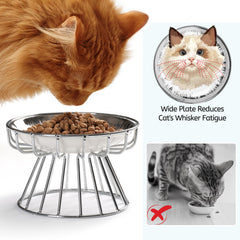 Wellbro bol-chat-élevé plat-ceramique-blanc, hygiène et nettoyage faciles.