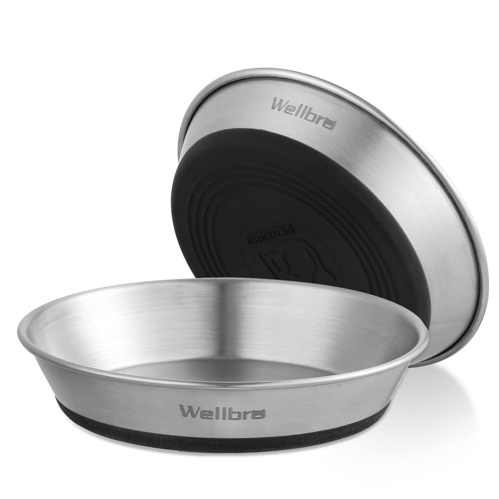 Bol Wellbro en inox anti-glisse pour chats, stabilité pendant les repas.