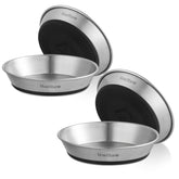 Wellbro gamelles en inox peu profondes, réduction fatigue des moustaches pendant l’alimentation.