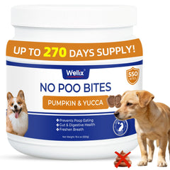 Wellix 550 Bites anti-coprophagie pour chien, soutien digestif potentiel.