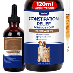 Wellix relief constipation chat, flacon prêt à ajouter au repas.