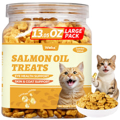 Wellix saumon huile chat gourmet bocal: friandise savoureuse pour pelage brillant et peau saine.
