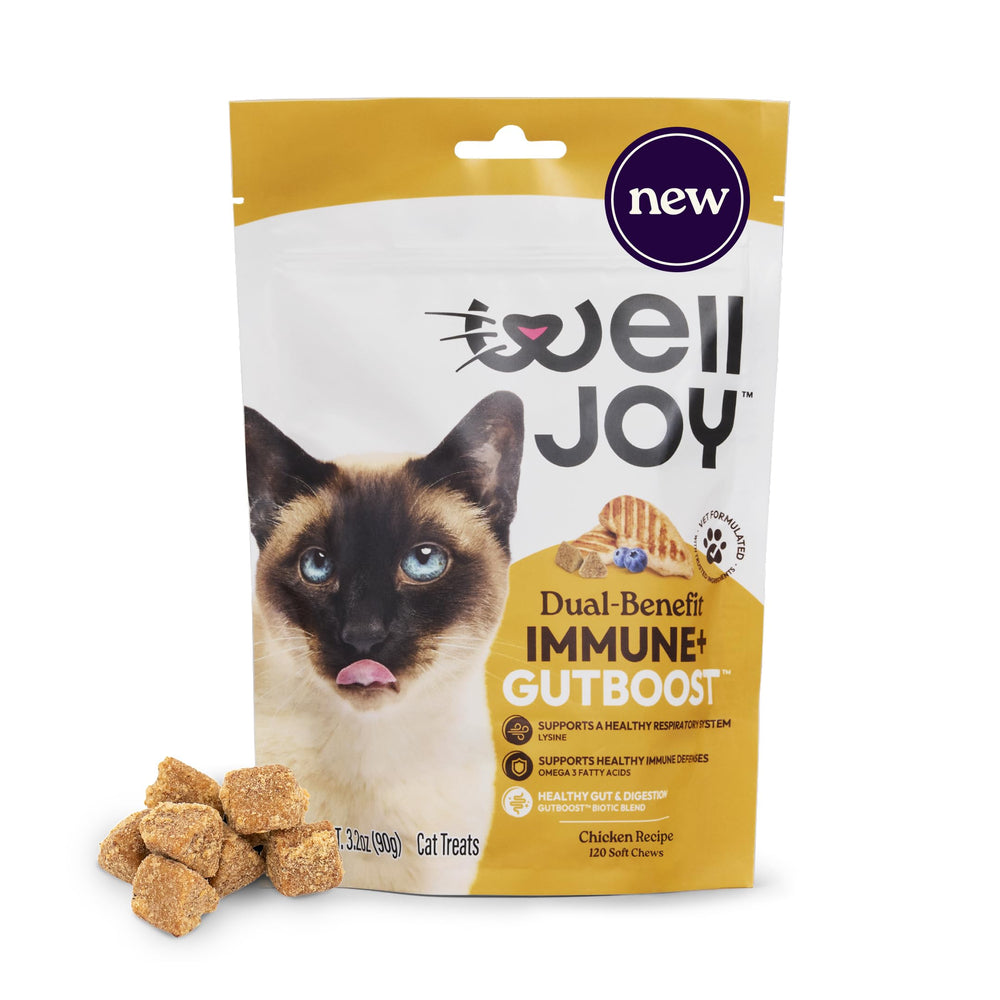 Friandise WellJoy pour chat — emballage pratique, soutien au bien-être quotidien.