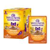 Wellness Appetissantes Entrées Mousse pour chat adulte au poulet, sachet de 40 g, pack de 8.