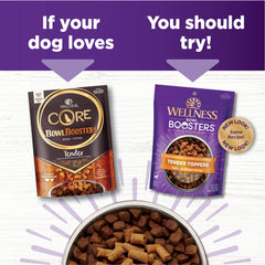 Ingrédients naturels de qualité pour nourrir le quotidien du chien.