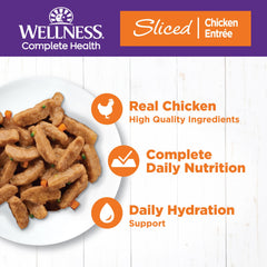 Entrée au poulet Wellness, morceaux dans sauce légère.