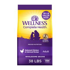 Wellness croquettes au poulet et avoine pour chien adulte, texture croquante et goût apprécié
