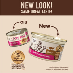 Wellness CORE Pate Chat : texture lisse et goût naturel pour une dégustation facile.