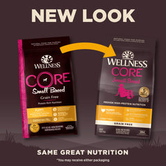 Wellness CORE croquettes miniatures adaptées aux petites races de chiots.