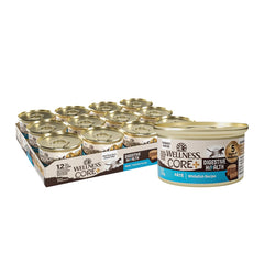 Wellness CORE Sante Digestive chat blanc, pate en boite 3oz, texture lisse et appetissante.